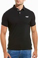 SuperDry Black Classic Pique Short-Sleeve Polo Shirt | CheapUndies
