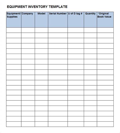 Equipment Inventory Template Free Word Excel Pdf Documents Download