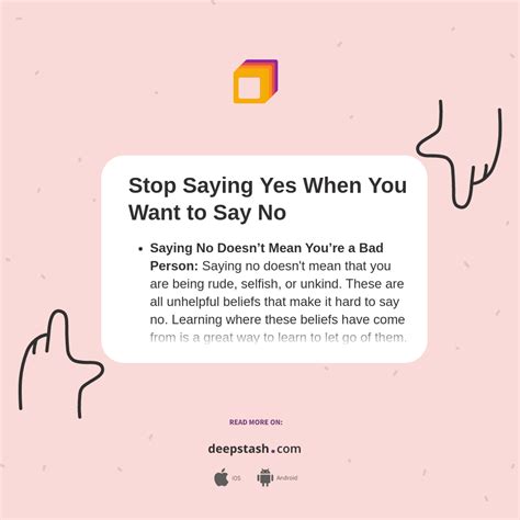 Stop Saying Yes When You Want To Say No Deepstash