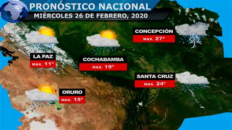 Para el jueves puede haber lluvias aisladas, y la. Bolivia: Pronostico del Tiempo (Mie-26-Feb-2020 ...