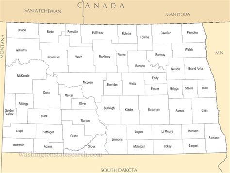 ♥ A Large Detailed North Dakota State County Map