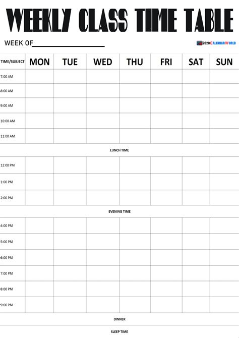 class schedule template excel word