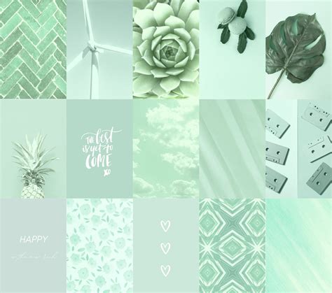 Mint Green Aesthetic Collage Kit Wall Decor Digital Soft Etsy