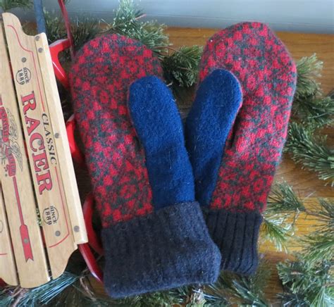 Recycled Upcycled Wool Sweater Mittens Grey Fleece Lined Warm Etsy