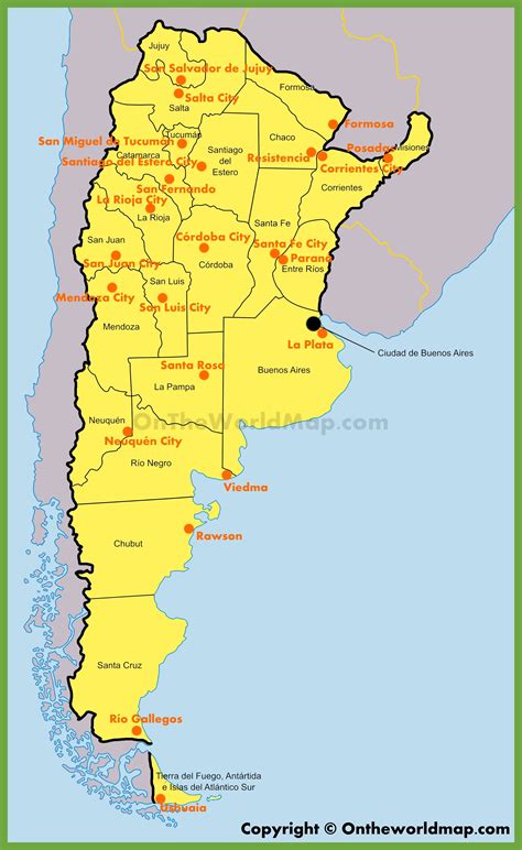 Large Detailed Political And Road Map Of Argentina Ar