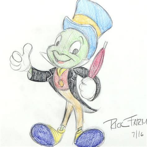 Jiminy Cricket Framed Original Pencil Sketch By Animator Rick