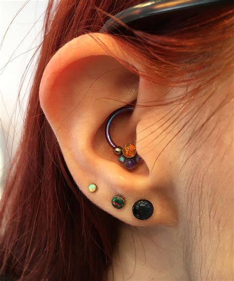 My Setup So Far Daith And Three Lobe Piercings 1st Lobes Stretched To