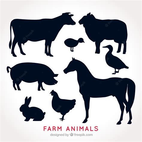 Premium Vector Pack Of Farm Animal Silhouettes