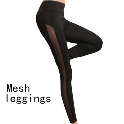Fashion Quick Dry Women Leggings Sexy Side Mesh Patchwork Ladies
