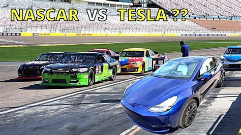 What Is Faster A Tesla Or A Nascar Racecar Gas Vs Electric Car Youtube