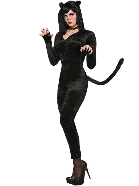 Ladies Black Cat Costume Adults Halloween Sexy Womens Fancy Dress Outfit Catsuit Ebay