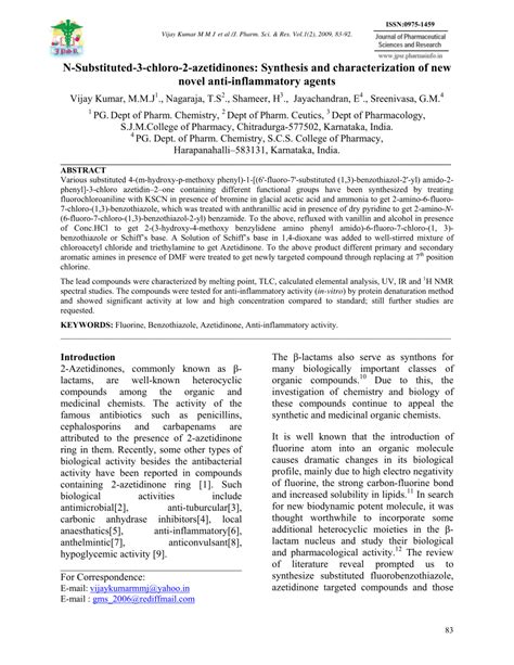 PDF N Substituted 3 Chloro 2 Azetidinones Synthesis And