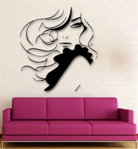 New Hair Beauty Salon Barber Long Hair Girl Female Face Sexy Woman Hairdresser Decal Wall