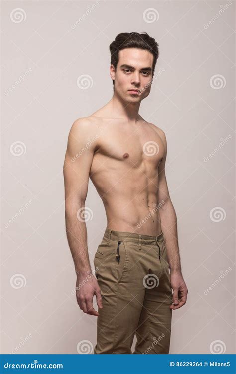 Young Man Model Shirtless Body Posing Pants Stock Photo Image Of