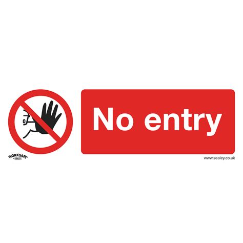Prohibition Safety Sign No Entry Self Adhesive Vinyl Pack Of 10