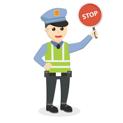 Male Police Officer Holding Stop Sign Vector Cartoon