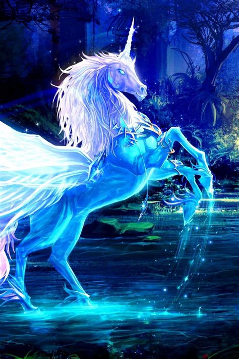 The last unicorn hd desktop wallpapers : Download wallpaper 800x1200 unicorn, water, forest, night, magic iphone 4s/4 for parallax hd ...