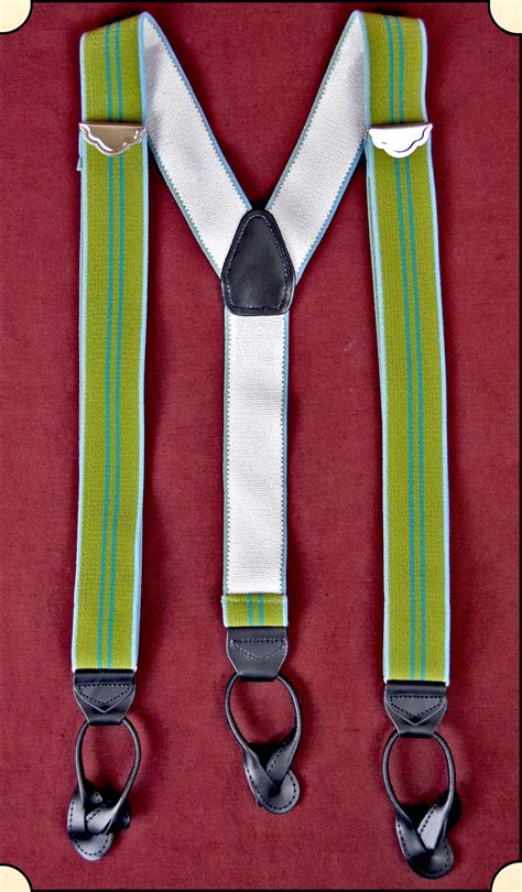 Suspenders Y Back Old Timer Green Stripe Suspenders
