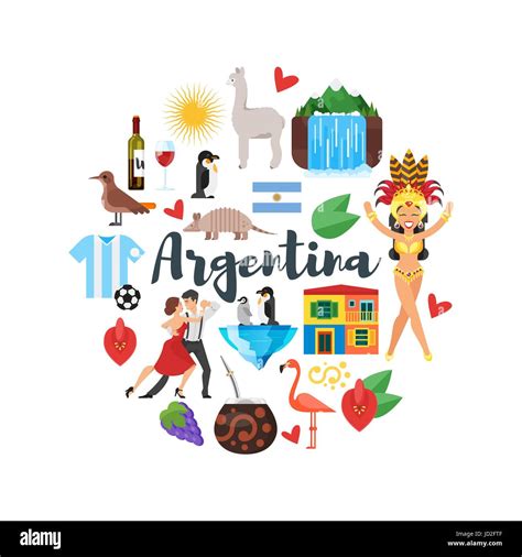 Vector Flat Style Round Composition Of Argentina National Cultural