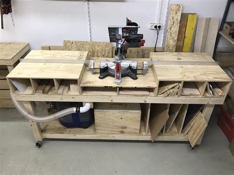 I Built A Simple Mobile Miter Saw Station With Wood Storage Cutoff Bin