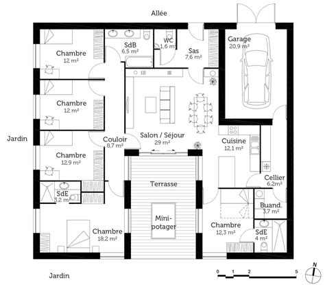 Plan De Maison Moderne 3 Chambres Avec Piscine Maison Maison Design