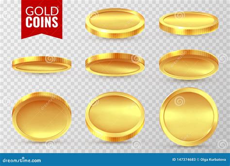 Gold Coins Set Realistic Golden Coin Money Cash Finance Payment