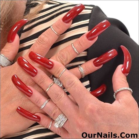 Red Long Nails Long Red Nails Red Acrylic Nails Curved Nails