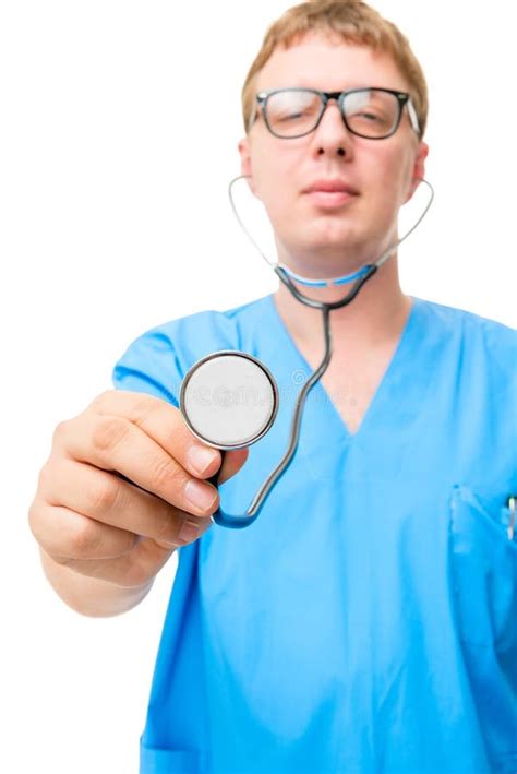 Doctor With Stethoscope In Hand Stock Image Image Of Cheerful