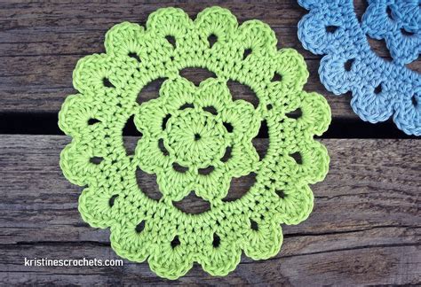 Kristinescrochets Crochet Flower Coaster Free Pattern