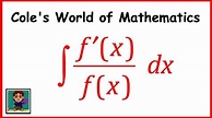 Integral of f '(x)/f(x) Very Common Integral Calculus - YouTube