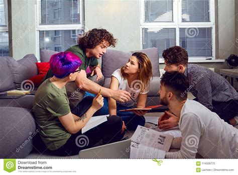 A Group of Young People Students are Discussed. Stock Photo - Image of ...