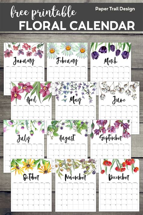 2020 Free Printable Calendar Floral Artofit