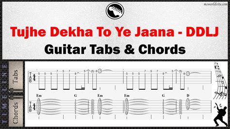 Tujhe Dekha To Ye Jaana Sanam Guitar Tabs And Chords Youtube