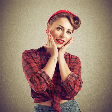 Pretty Pin Up Girl Posing With Hairstyle 50s Stock Photo Image Of