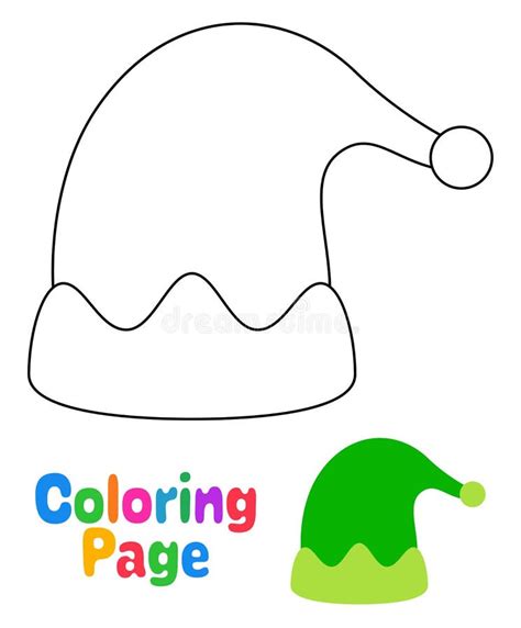 Coloring Page With Elf Hat For Kids Stock Vector Illustration Of