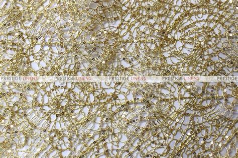Metallic Chain Lace Fabric By The Yard Gold Prestige Linens