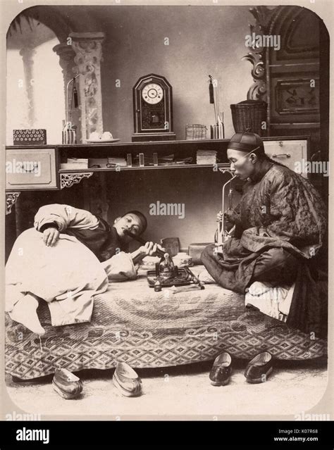 Smokers In A Chinese Opium Den Date Circa Late 19th Century Stock