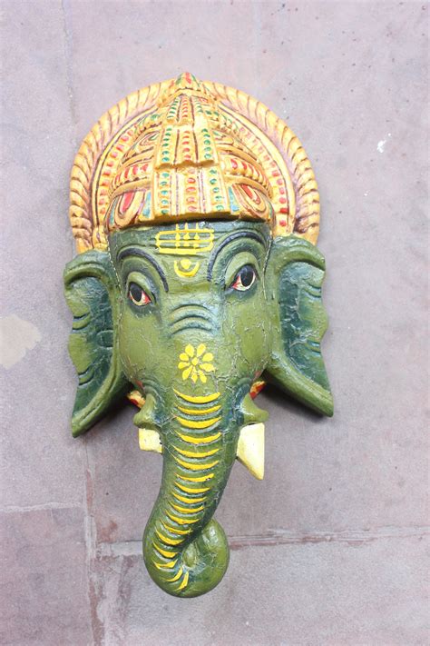 Beautiful South Indian Wooden Wall Decor Ganesha Headsouth Etsy