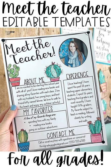 Back To School Meet The Teacher Template Editable Welcome Letter Cactus