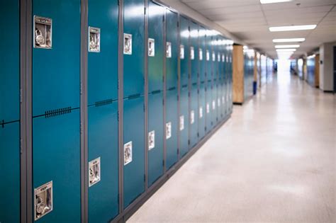 Closeup Of A Row Of School Lockers Stock Photo Download Image Now