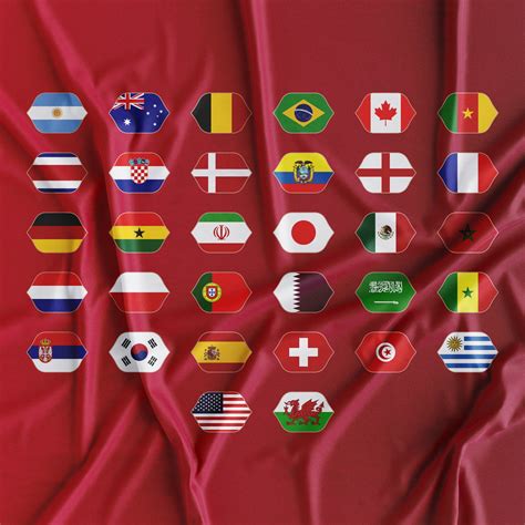 Qatar 2022 World Cup All Team Flags Logo Vector 8 File Etsy Singapore