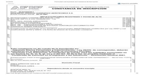 constancia de inscripcion 2015 formularios afip constancia de · pdf fileadministracion