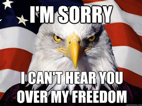 Im Sorry I Cant Hear You Over My Freedom America Quickmeme