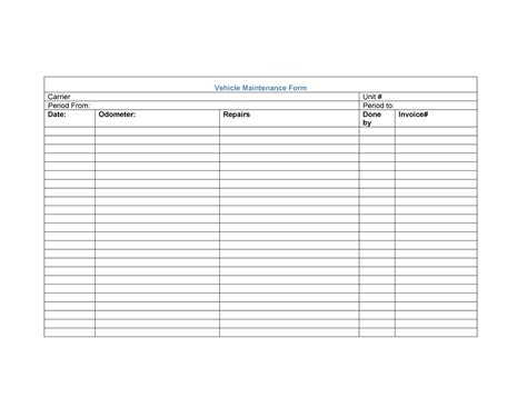 Vehicle Maintenance Log Book Template Excel Templates