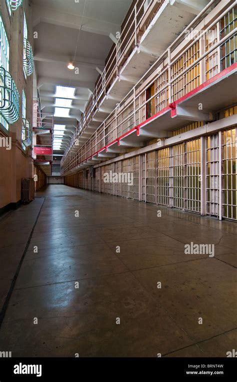 View Into A Cell Block In The Prison Alcatraz Island San Francisco