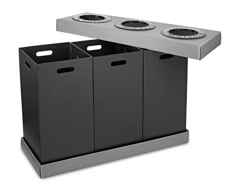 84 Gal Plastic 3 Compartment Indoor Trash Can And Recycling Bin
