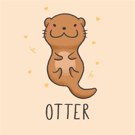Cute Otter Cartoon Hand Drawn Style Cute Cartoon Drawings Otter