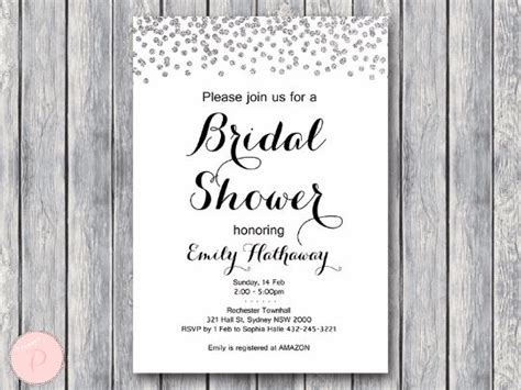 Silver Personalized Wedding Invitations Bridal Shower Invitation