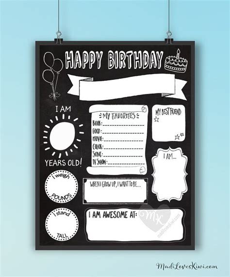 Printable Birthday Chalkboard Template Free
