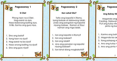Pagsasanay Sa Pagbasa Part 5 Printable Format Free To Download